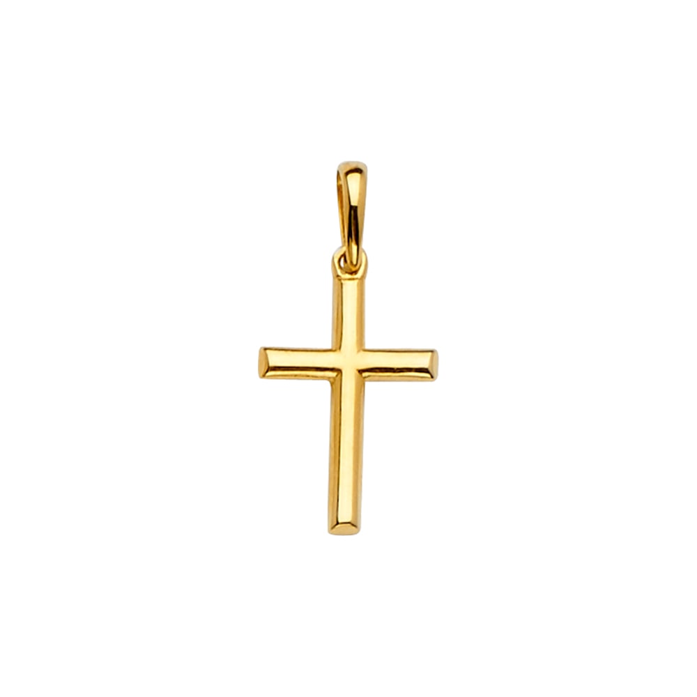 14KY CROSS PENDANT: 14KY Cross Pendant Type: Pendant Material Type: 14k Gold Material Color: Yellow Avg. Weight: 0.39 Gr. Size: Height : 21 mm,Width : 11 mm Accessories: None Notice: When purchasing pre-owned goods,
