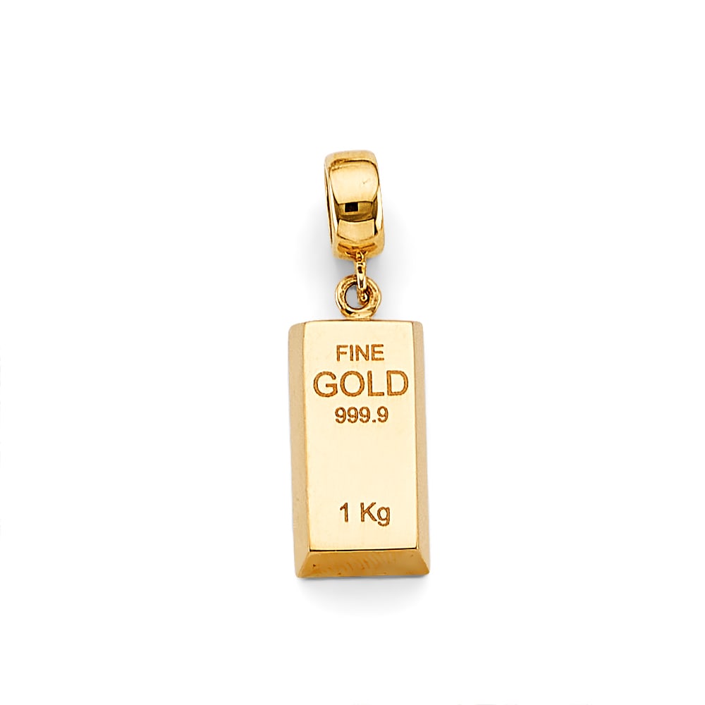 14KY GOLD BAR CHARM: 14KY Gold Bar Charm Type: Pendant Material Type: 14k Gold Material Color: Yellow Avg. Weight: 1.84 Gr. Size: Height : 25 mm, Width : 7 mm Accessories: None Notice: When purchasing pre-owne