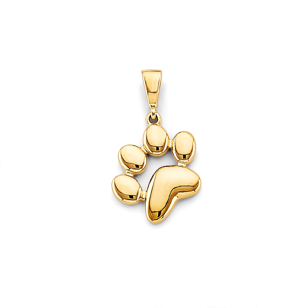 14KY DOG PAW PENDANT: 14KY Dog Paw Pendant Type: Pendant Material Type: 14k Gold Material Color: Yellow Avg. Weight: 1.04 Gr. Size: Height : 20 mm, Width : 10 mm Accessories: None Notice: When purchasing pre-owned goods,