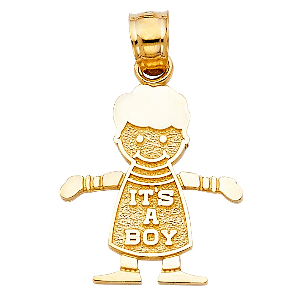14KY BOY PENDANT: 14KY Boy Pendant Type: Pendant Material Type: 14k Gold Material Color: Yellow Avg. Weight: 1.8 Gr. Size: Height : 20 mm,Width : 15 mm Accessories: None Notice: When purchasing pre-owned go