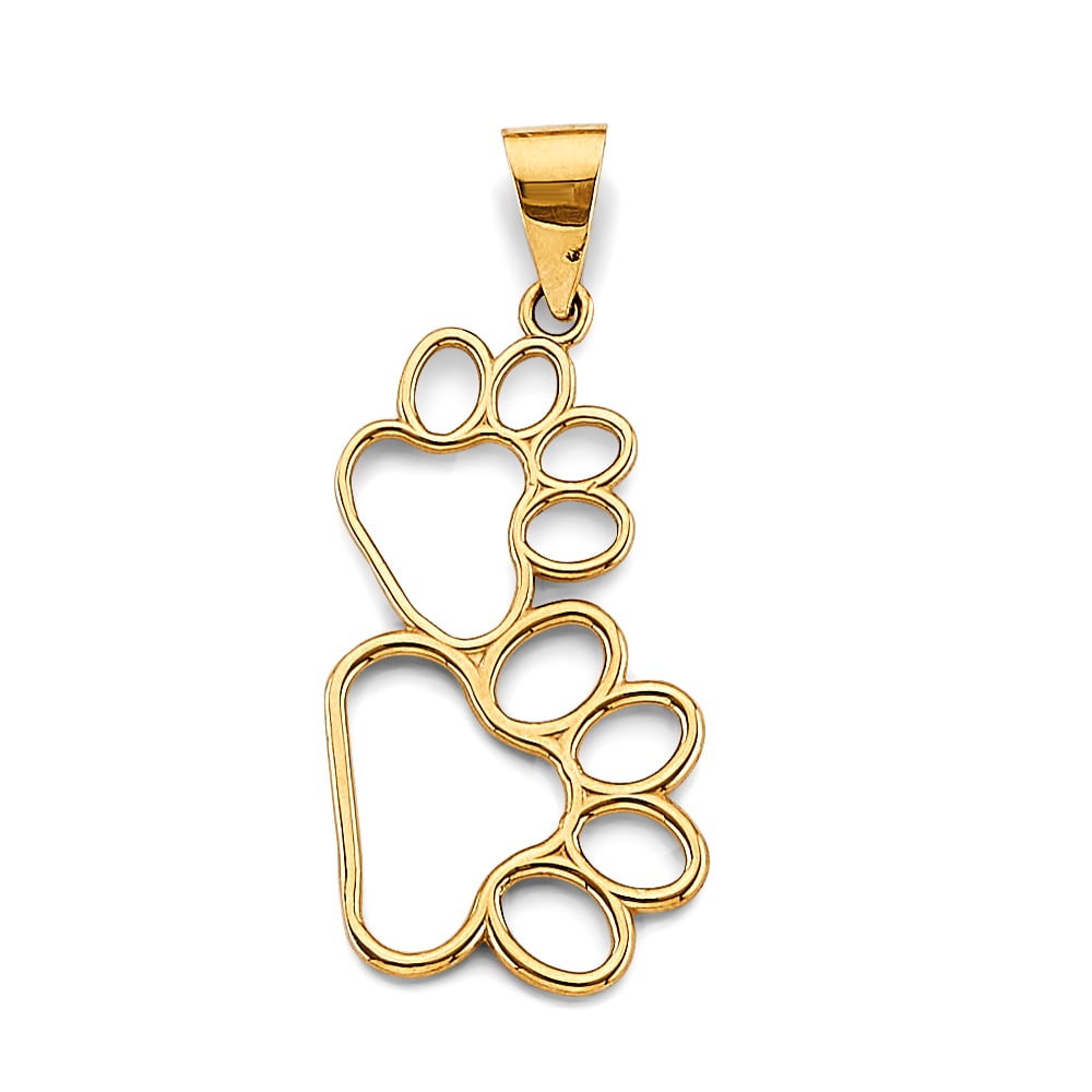 14KY DOG PAW PENDANT: 14KY Dog Paw Pendant Type: Pendant Material Type: 14k Gold Material Color: Yellow Avg. Weight: 1.53 Gr. Size: Height : 33 mm, Width : 15 mm Accessories: None Notice: When purchasing pre-owned goods,