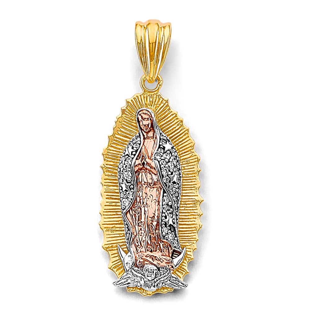 14K 3C CZ GUADALUPE PENDANT (1 of 4)
