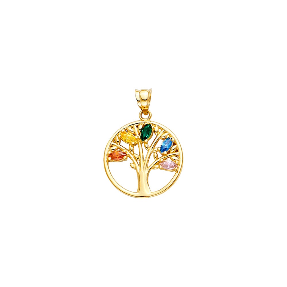 14KY ROUND PENDANT WITH FAMILY CZ: 14KY Round Pendant with Family CZ Type: Pendant Material Type: 14k Gold Material Color: Yellow Avg. Weight: 1.59 Gr. Size: Height : 23 mm, Width : 17 mm Accessories: None Notice: When purc