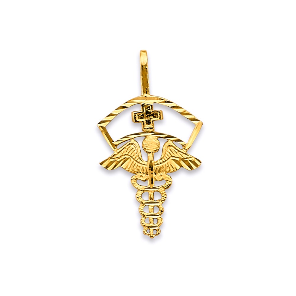 14KY MEDICAL SERVICE SYMBOL PENDANT: 14KY Medical Service Symbol Pendant Type: Pendant Material Type: 14k Gold Material Color: Yellow Avg. Weight: 0.82 Gr. Size: Height : 25 mm, Width : 15 mm Accessories: None Notice: When purchasing