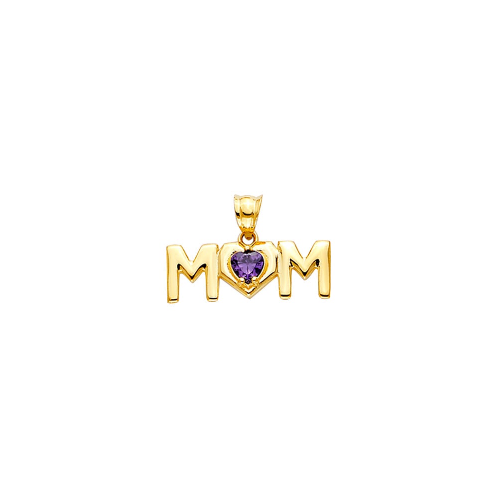 14KY MOM PENDANT WITH CZ: 14KY Mom Pendant with CZ Type: Pendant Material Type: 14k Gold Material Color: Yellow Avg. Weight: 1.09 Gr. Size: Height : 15 mm, Width : 20 mm Accessories: None Notice: When purchasing pre-owned