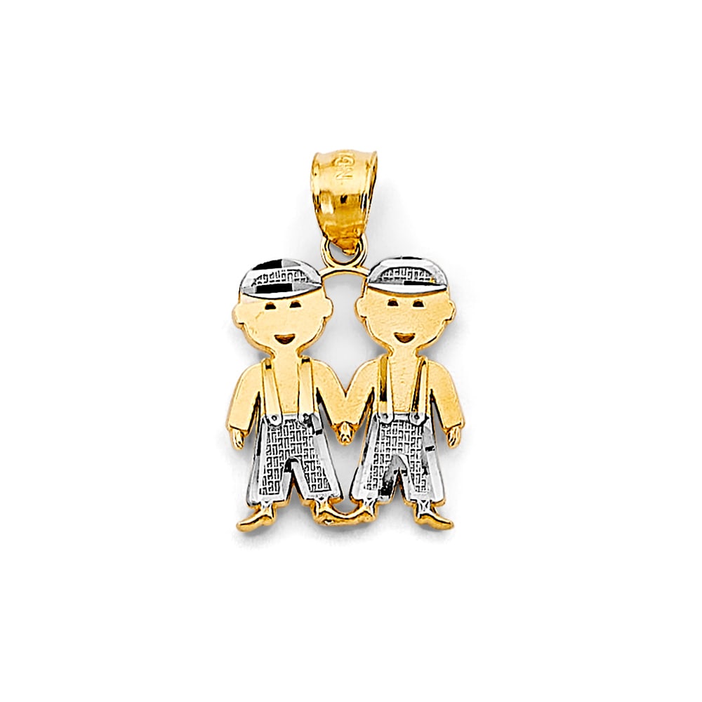 14K 2T BOY-BOY PENDANT: 14K 2T Boy-Boy Pendant Type: Pendant Material Type: 14k Gold Material Color: Two Tone Avg. Weight: 1.45 Gr. Size: Height : 20 mm, Width : 13 mm Accessories: None Notice: When purchasing pre-owned