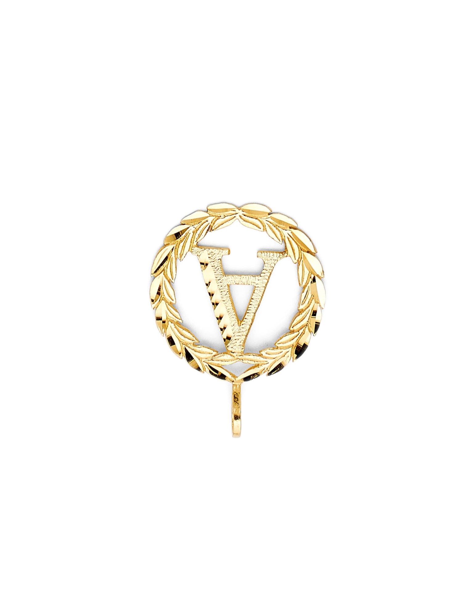 14KY INITIAL WREATH PENDANT - 3