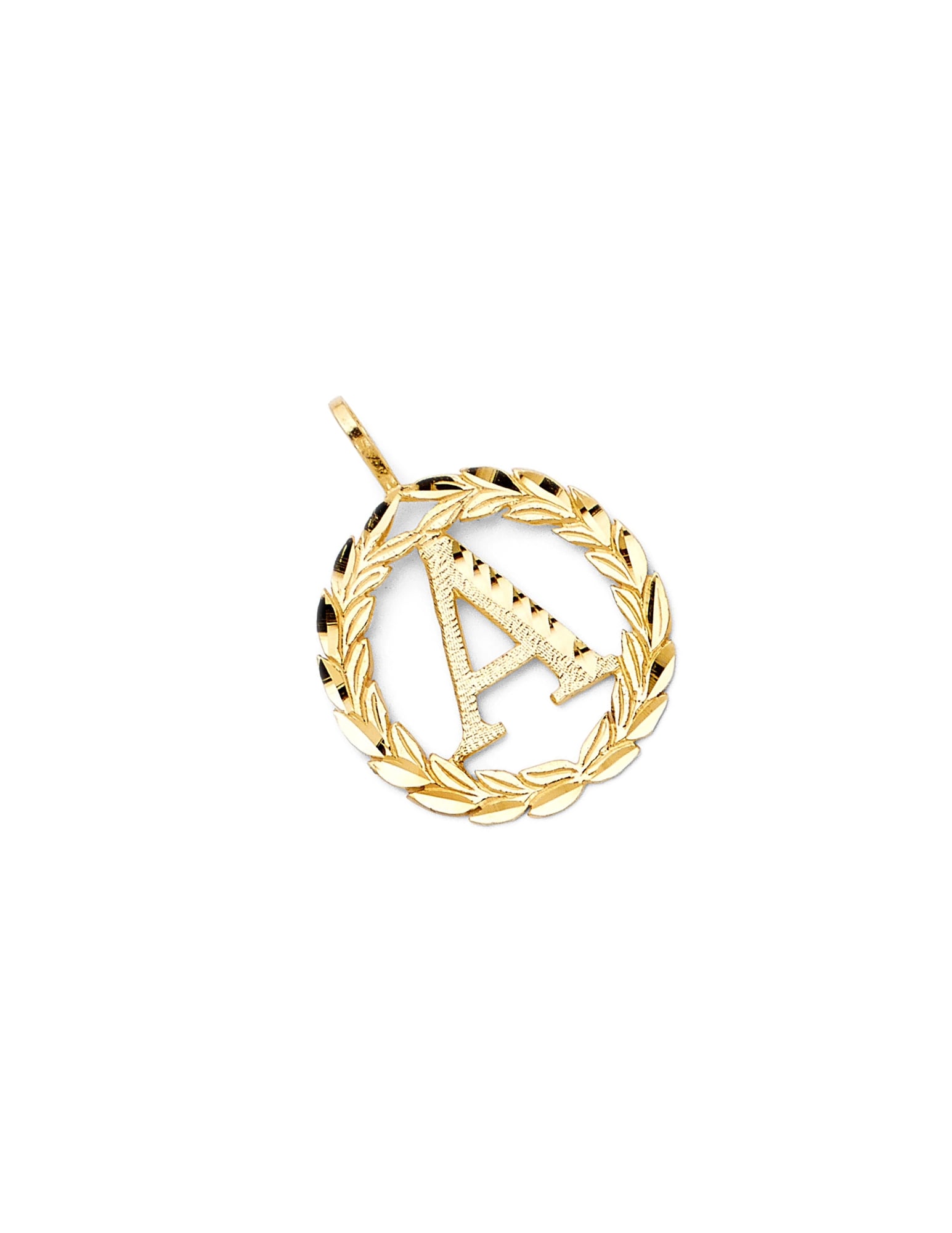 14KY INITIAL WREATH PENDANT - 4