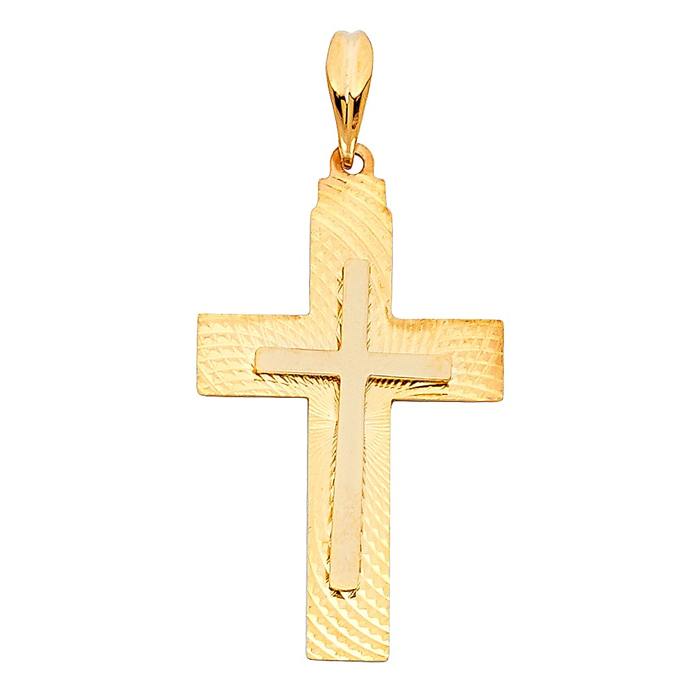 14KY CROSS PENDANT: 14KY Cross Pendant Type: Pendant Material Type: 14k Gold Material Color: Yellow Avg. Weight: 1.71 Gr. Size: Height : 30 mm,Width : 19 mm Accessories: None Notice: When purchasing pre-owned goods,