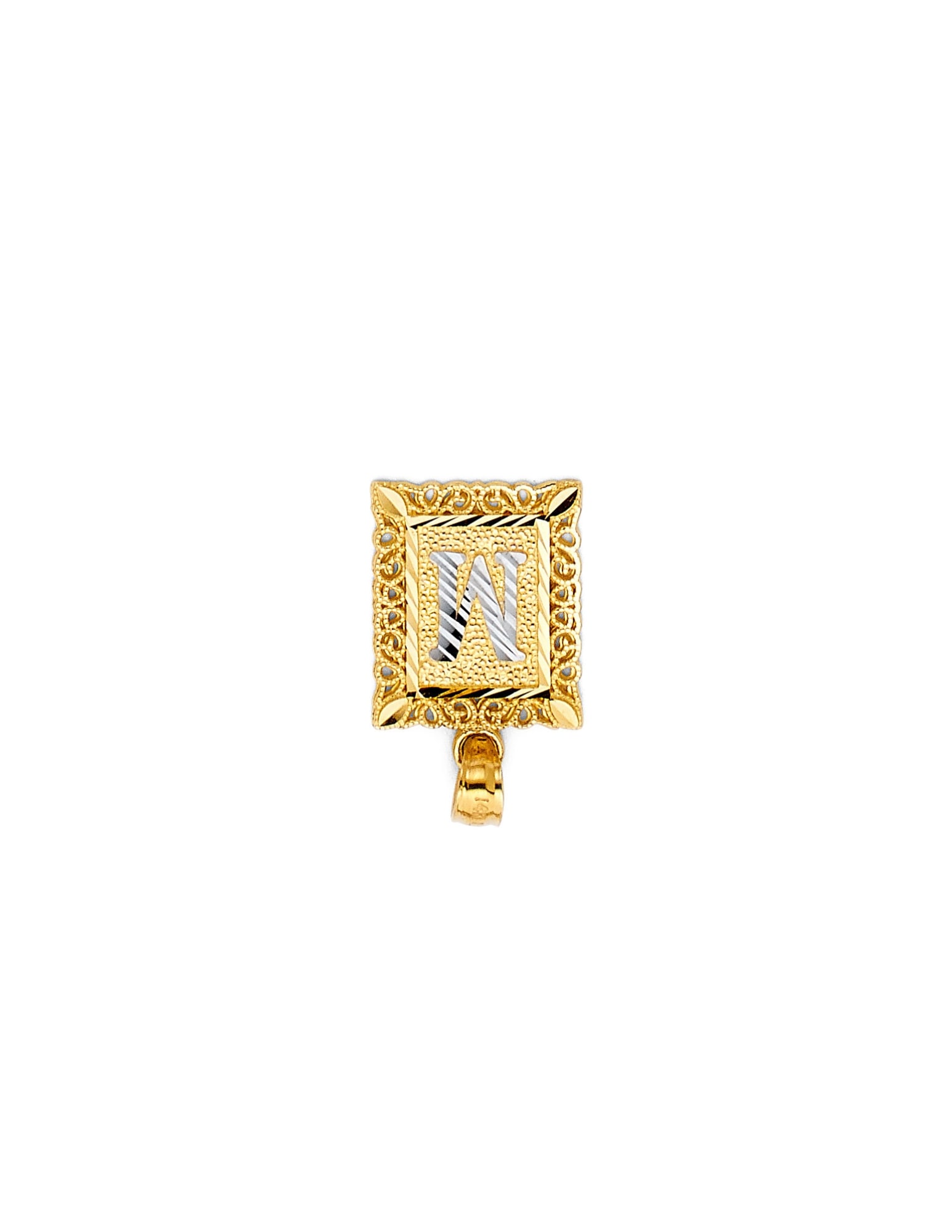 14K 2T INITIAL SQUARE PENDANT - 3