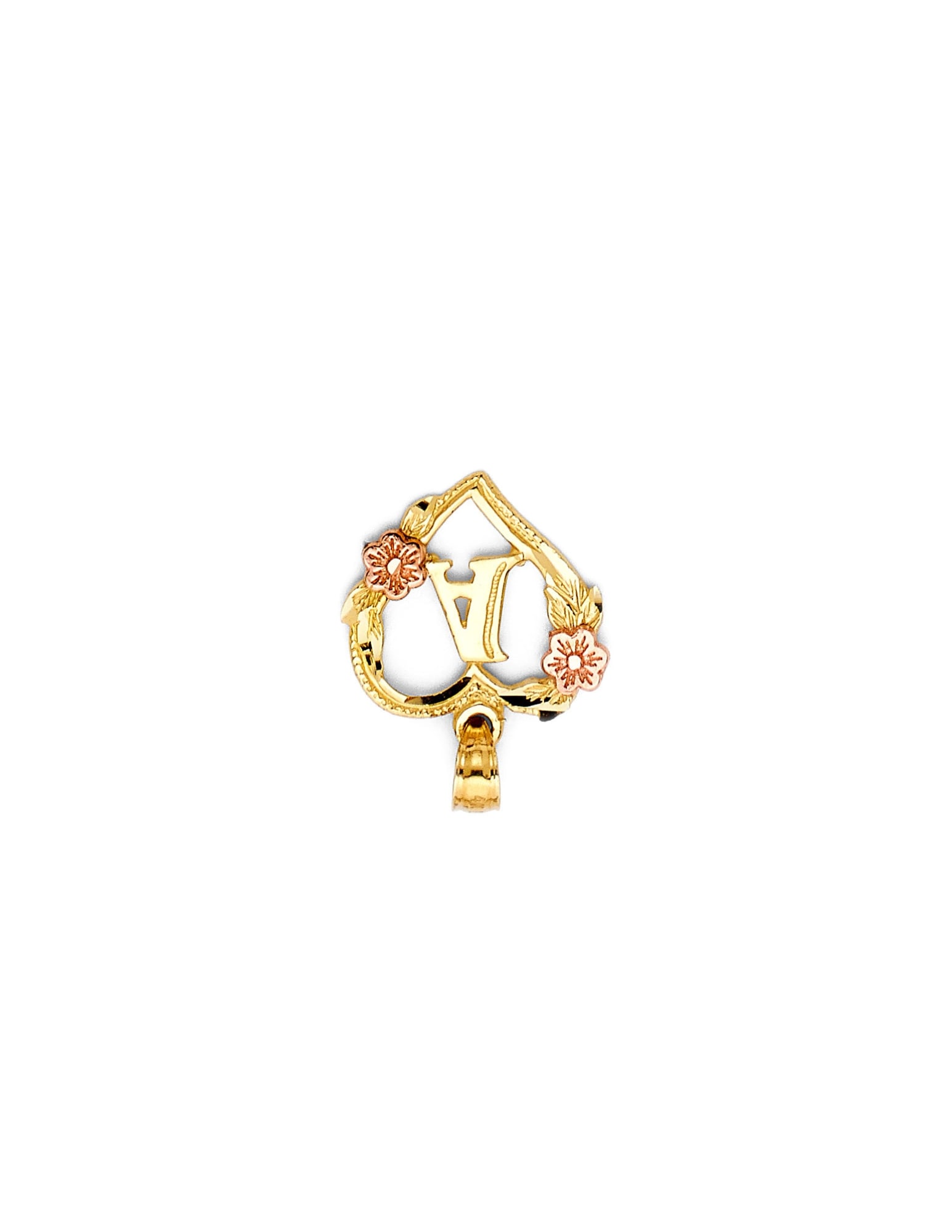 14K 2T INITIAL HEART PENDANT - 3