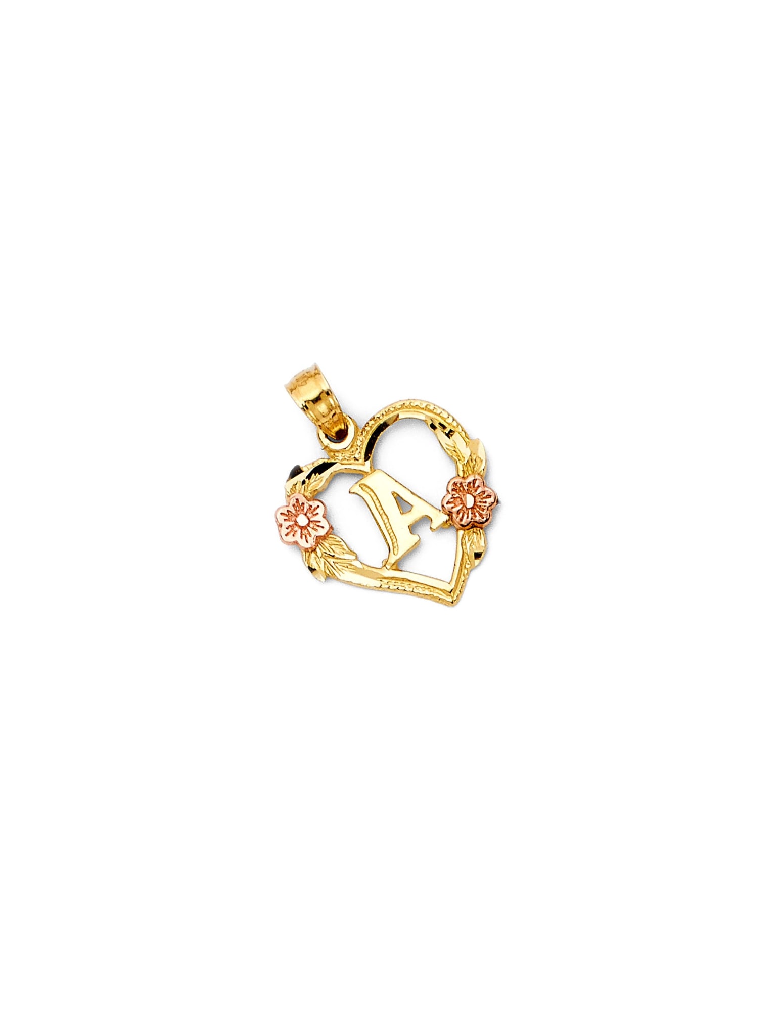 14K 2T INITIAL HEART PENDANT - 4