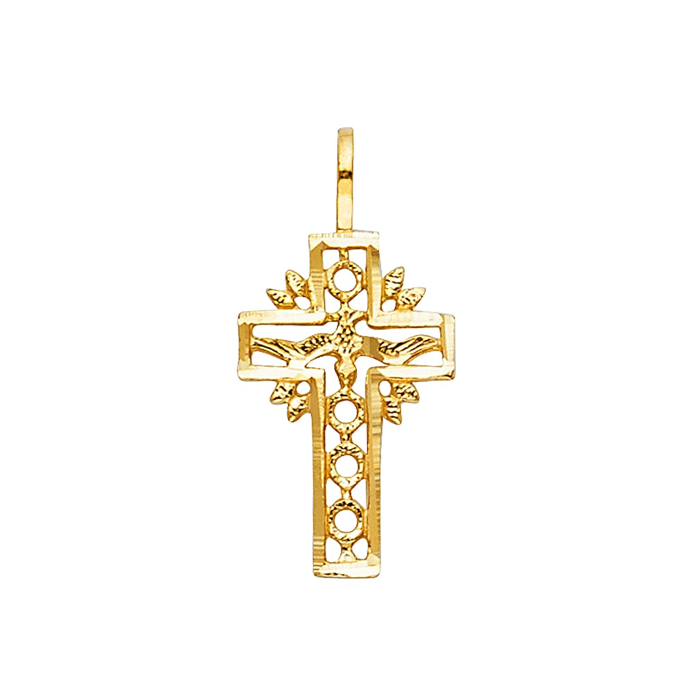 14KY RELIGIOUS CROSS PENDANT: 14KY Religious Cross Pendant Type: Pendant Material Type: 14k Gold Material Color: Yellow Avg. Weight: 0.46 Gr. Size: Height : 20 mm,Width : 10 mm Accessories: None Notice: When purchasing