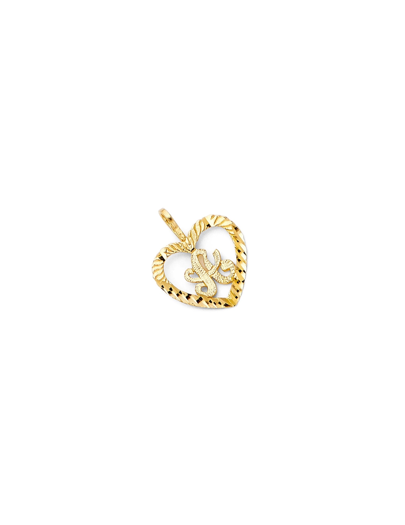 14KY INITIAL HEART PENDANT - 4