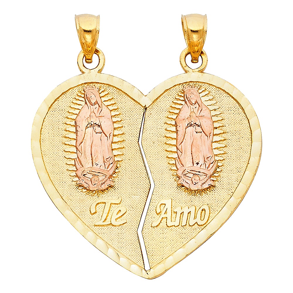 14K 2T TE AMO HEART PENDANT: 14K 2T Te Amo Heart Pendant Type: Pendant Material Type: 14k Gold Material Color: Two Tone Avg. Weight: 5.38 Gr. Size: Height : 31 mm,Width : 26 mm Accessories: None Notice: When purchasin