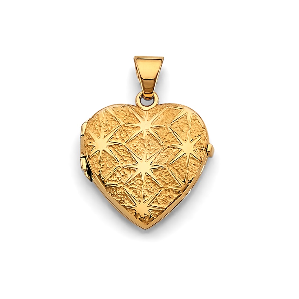 14KY HEART LOCKET PENDANT: 14KY Heart Locket Pendant Type: Pendant Material Type: 14k Gold Material Color: Yellow Avg. Weight: 4.45 Gr. Size: Height : 30 mm, Width : 20 mm Accessories: None Notice: When purchasing p