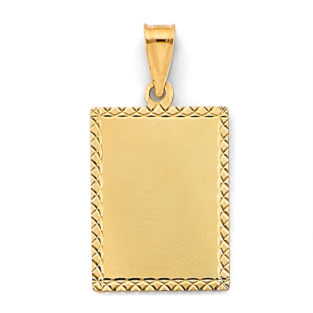 14KY PLAIN STAMP PENDANT: 14KY Plain Stamp Pendant Type: Pendant Material Type: 14k Gold Material Color: Yellow Avg. Weight: 2.91 Gr. Size: Height : 35 mm, Width : 20 mm Accessories: None Notice: When purchasing pr