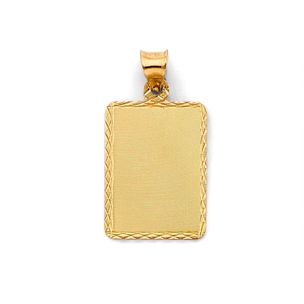 14KY PLAIN STAMP PENDANT: 14KY Plain Stamp Pendant Type: Pendant Material Type: 14k Gold Material Color: Yellow Avg. Weight: 1.71 Gr. Size: Height : 25 mm, Width : 13 mm Accessories: None Notice: When purchasing pr