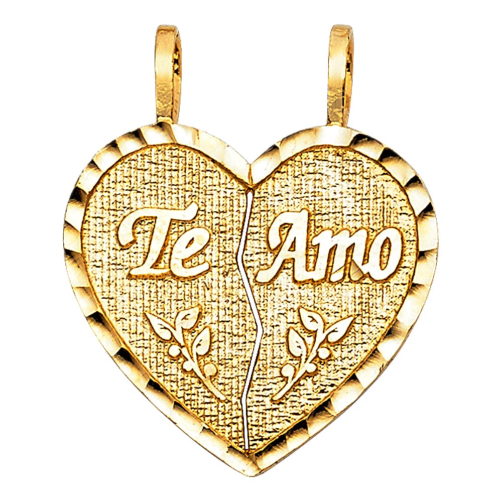 14KY TE AMO HEART PENDANT: 14KY Te Amo Heart Pendant Type: Pendant Material Type: 14k Gold Material Color: Yellow Avg. Weight: 2.84 Gr. Size: Height : 21 mm,Width : 22 mm Accessories: None Notice: When purchasing pre-owned