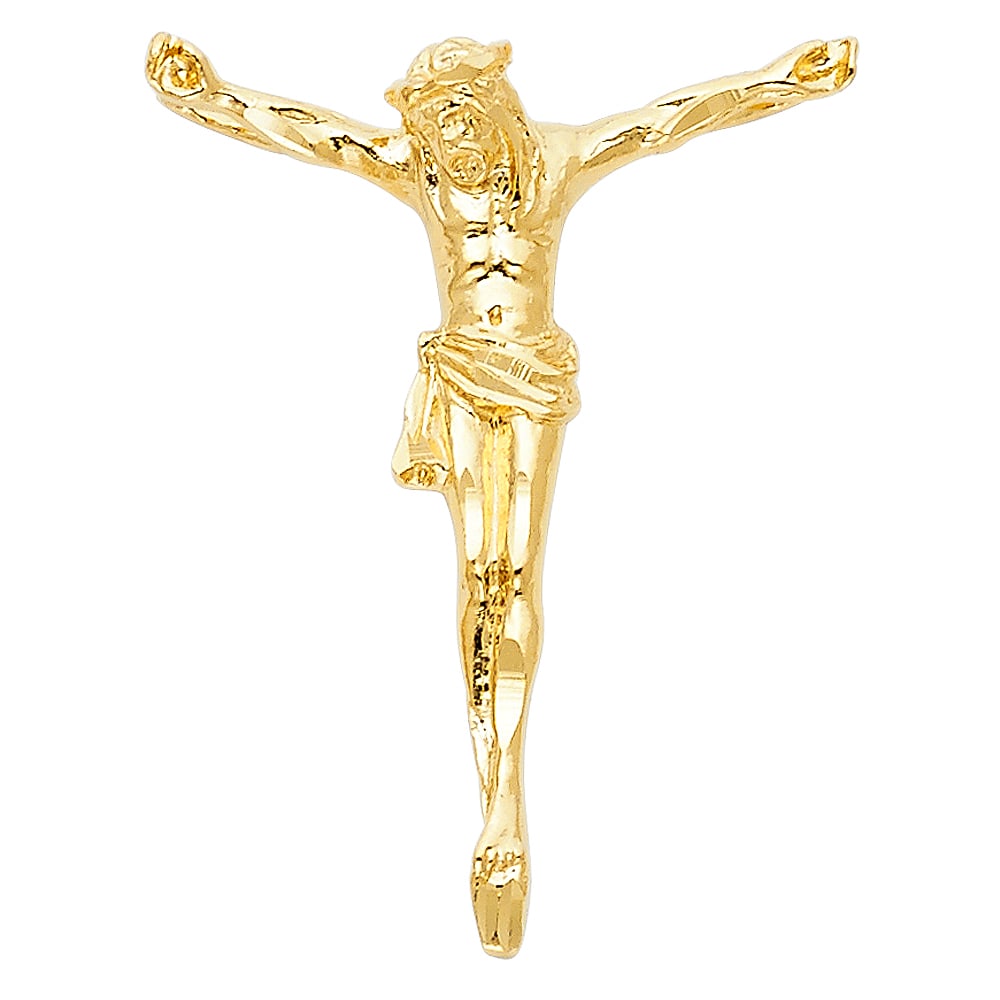 14KY JESUS CHRIST BODY PENDANT: 14KY Jesus Christ Body Pendant Type: Pendant Material Type: 14k Gold Material Color: Yellow Avg. Weight: 1.83 Gr. Size: Height : 34 mm,Width : 26 mm Accessories: None Notice: When purchasing