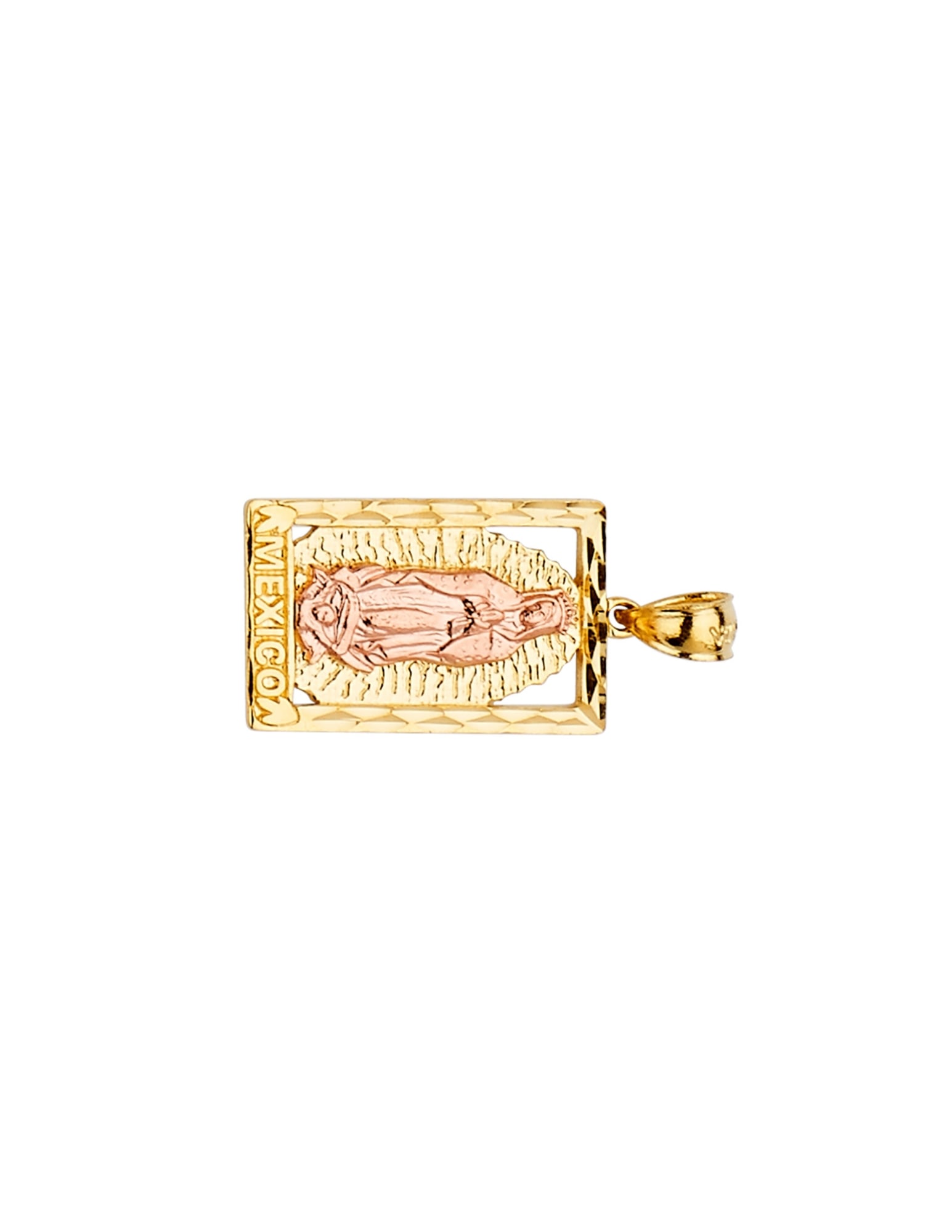 14K 2T GUADALUPE RETANGULAR PENDANT - 2