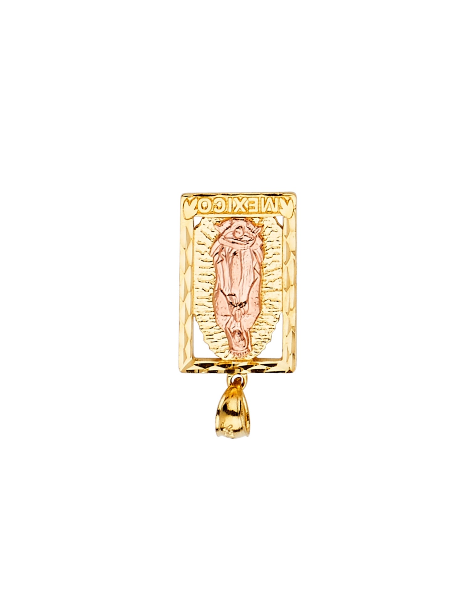 14K 2T GUADALUPE RETANGULAR PENDANT - 3