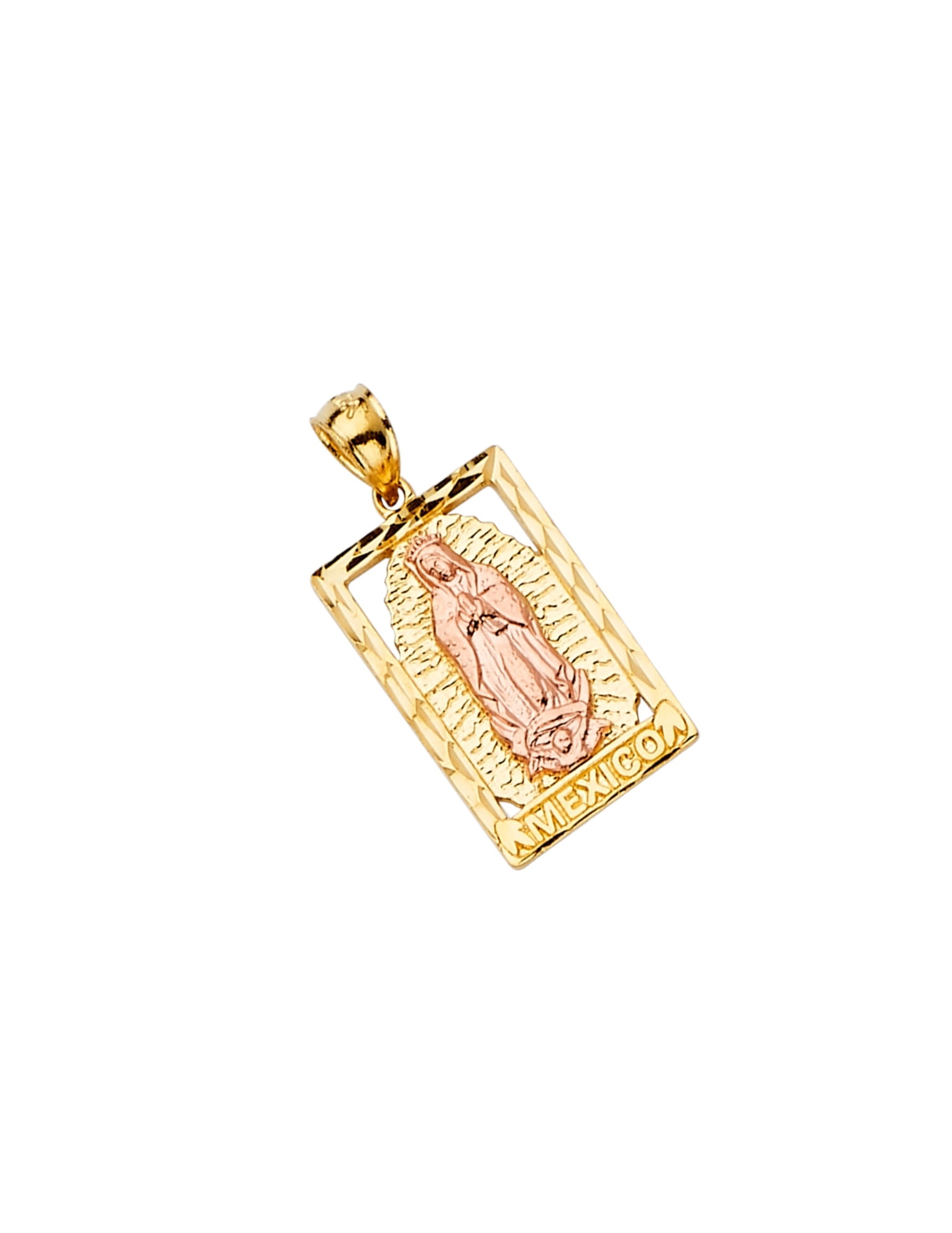 14K 2T GUADALUPE RETANGULAR PENDANT - 4