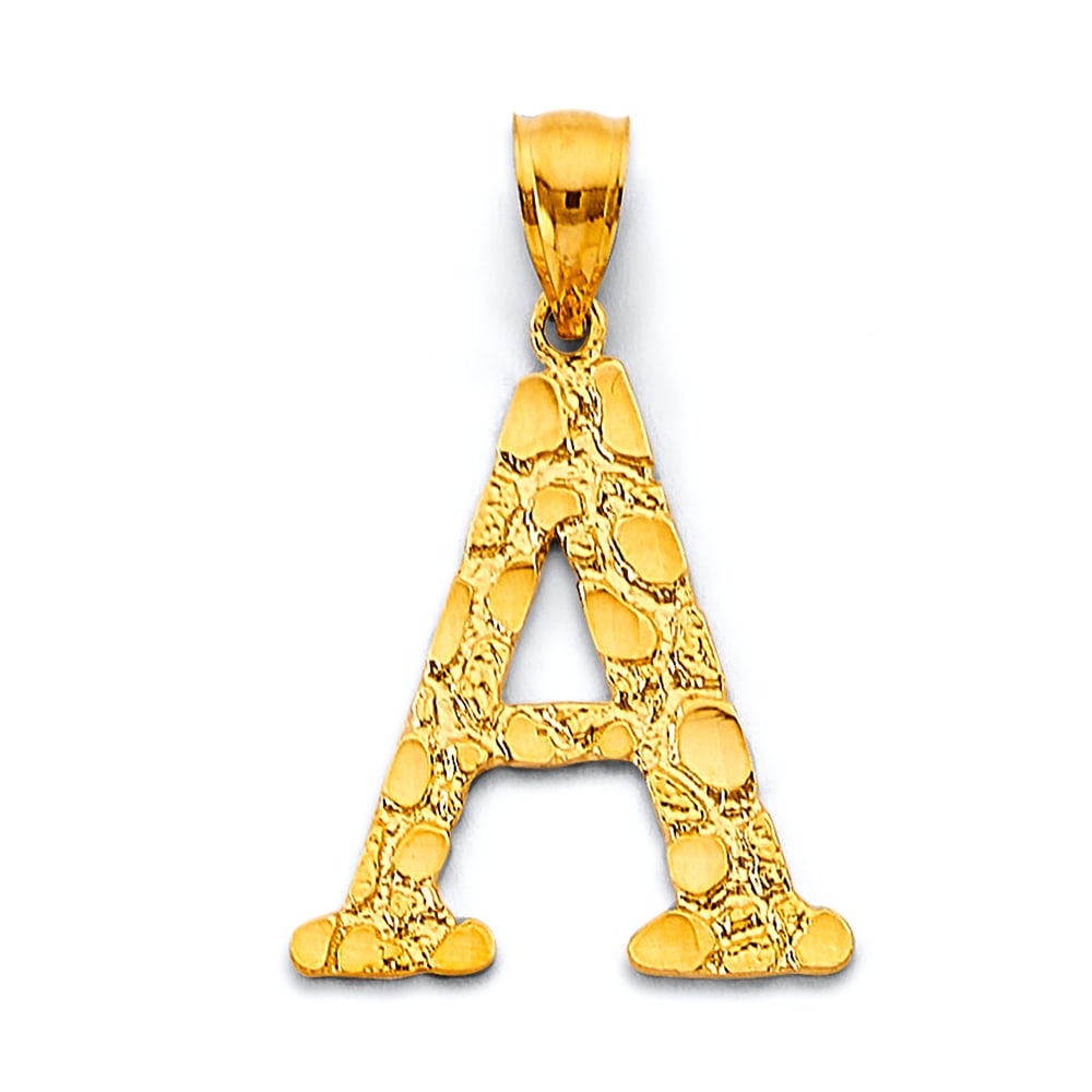 14KY INITIAL NUGGET PENDANT