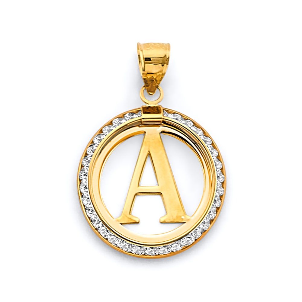 14KY CZ ROUND INITIAL PENDANT: 14KY CZ Round Initial Pendant Type: Pendant Material Type: 14k Gold Material Color: Yellow Avg. Weight: 1.99 Gr. Size: Height : 30 mm, Width : 20 mm Accessories: None Notice: When purchasing