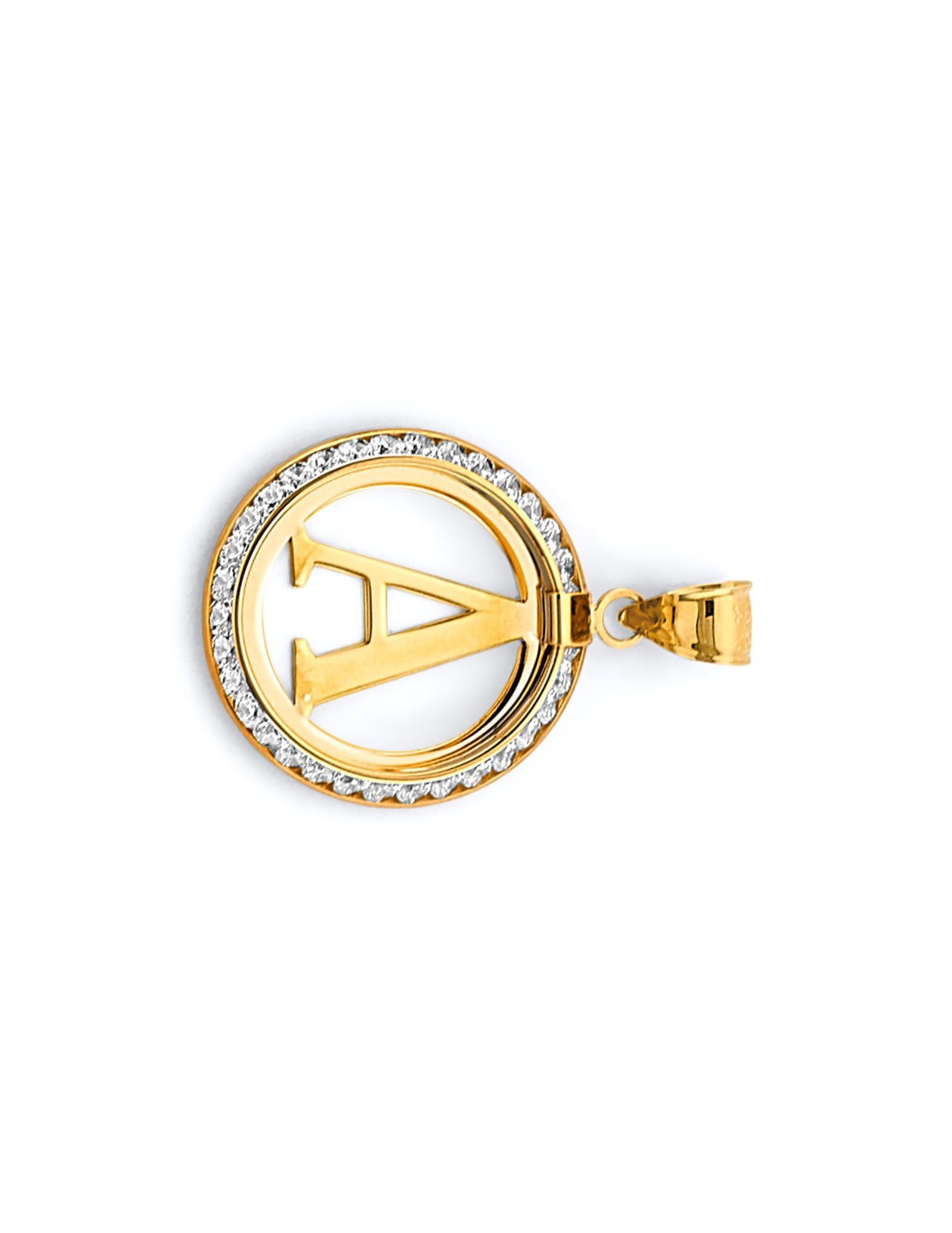 14KY CZ ROUND INITIAL PENDANT - 2