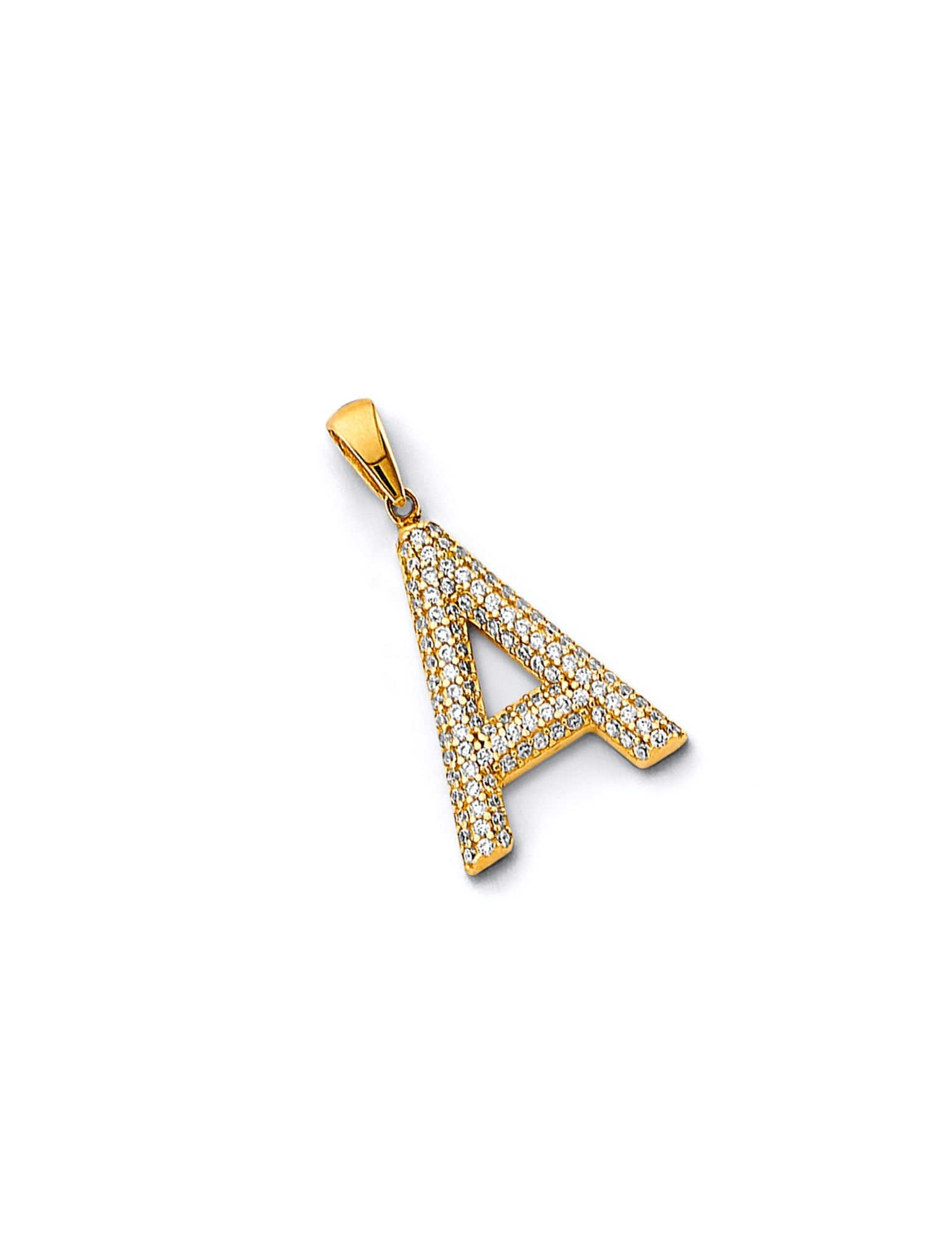 14K 2T CZ INITIAL PENDANT - 4