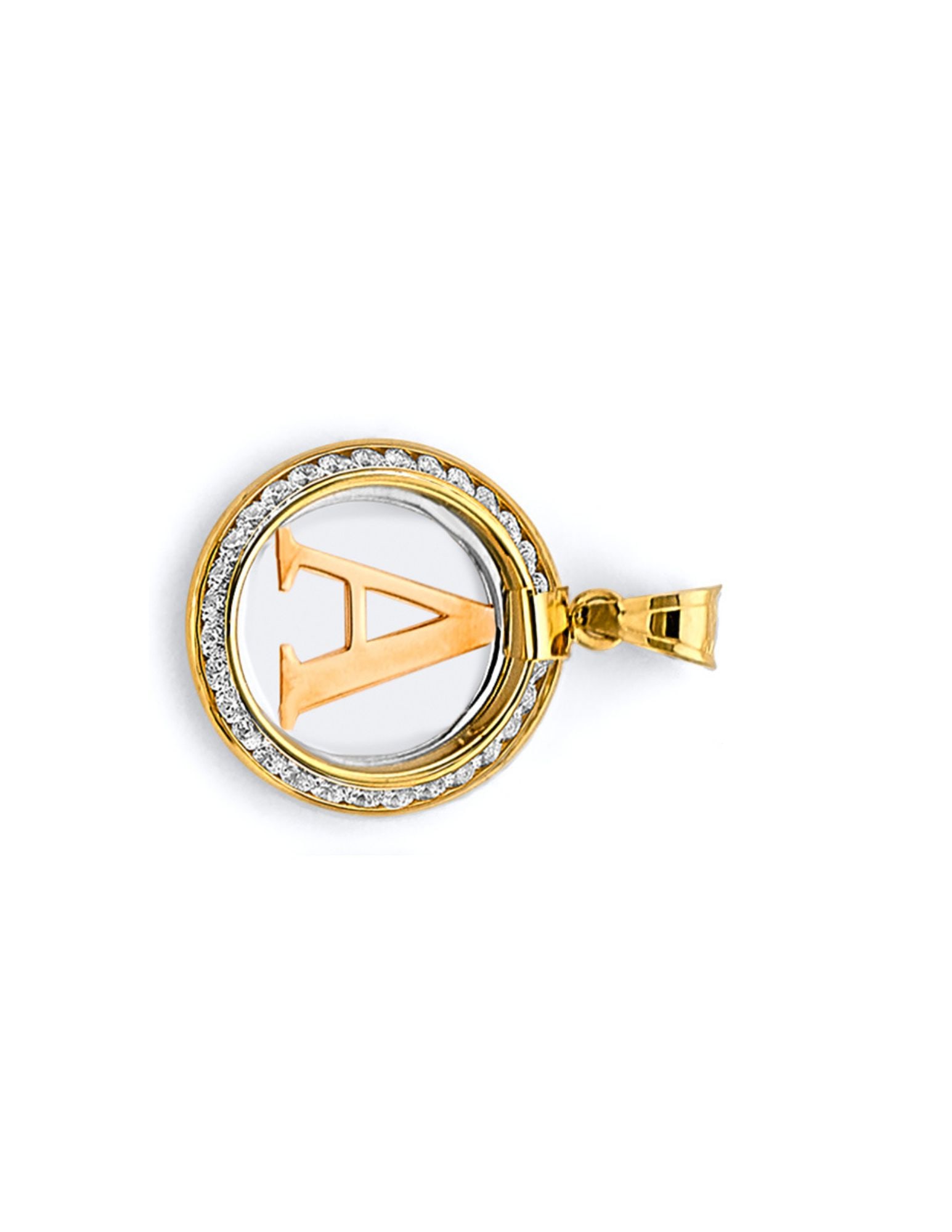 14K 2T CZ ROUND INITIAL PENDANT - 2