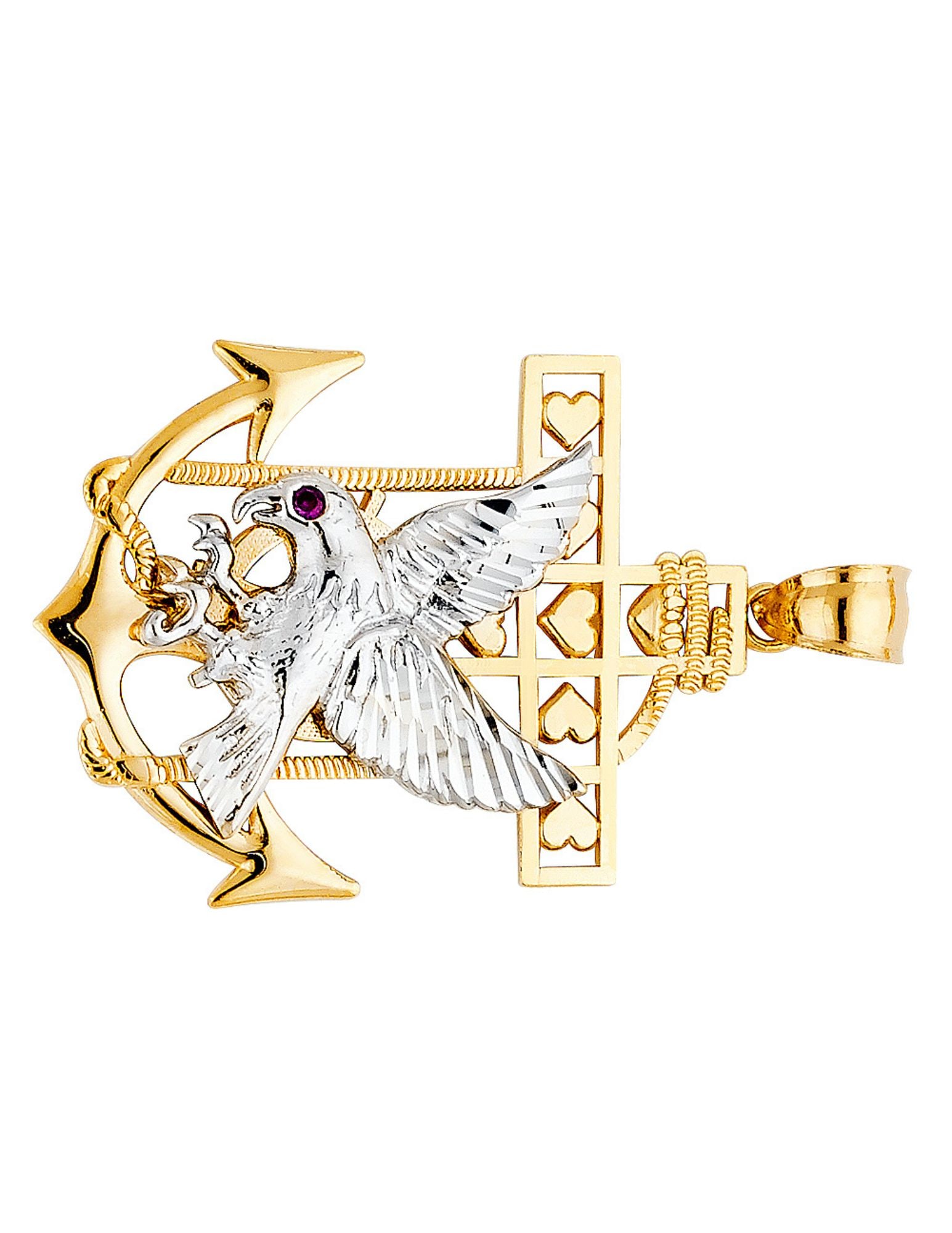 14K 2T MARINER EAGLE PENDANT - 2