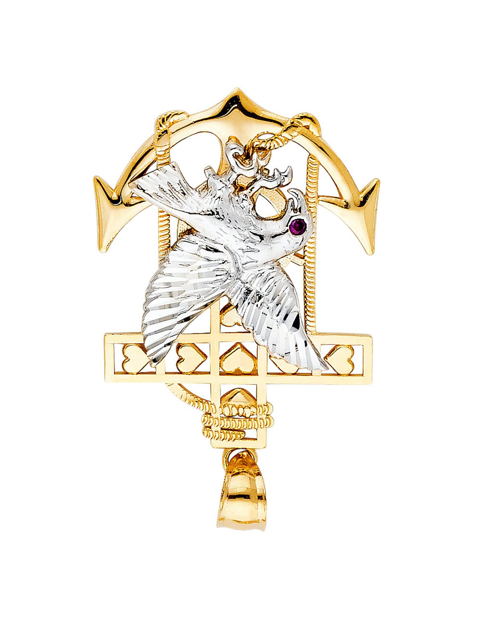 14K 2T MARINER EAGLE PENDANT - 3