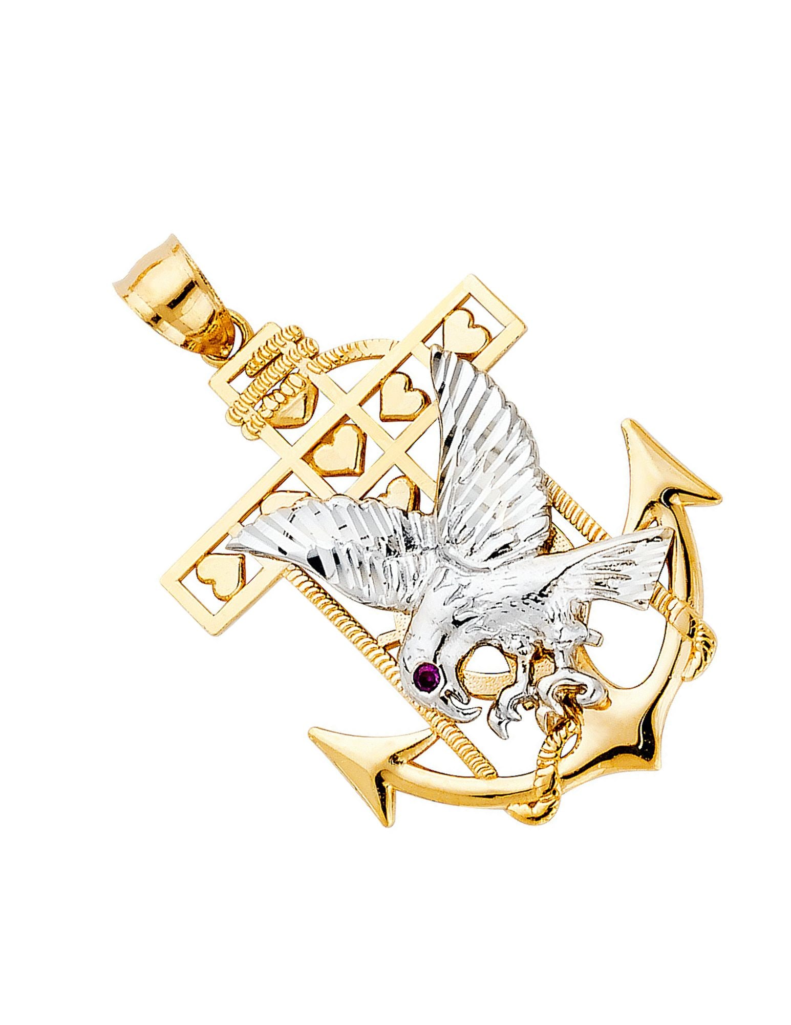 14K 2T MARINER EAGLE PENDANT - 4