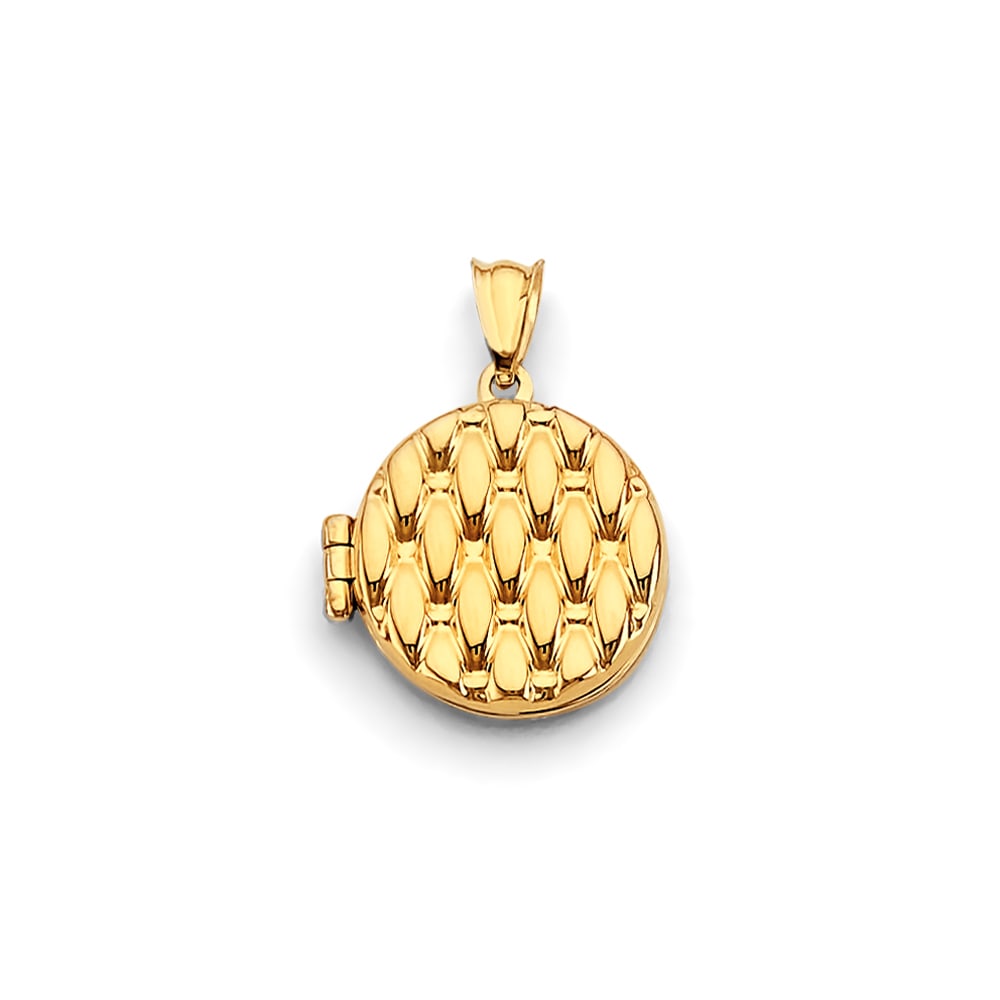 14KY ROUND LOCKET PENDANT: 14KY Round Locket Pendant Type: Pendant Material Type: 14k Gold Material Color: Yellow Avg. Weight: 1.93 Gr. Size: Height : 20 mm, Width : 15 mm Accessories: None Notice: When purchasing pre-owned