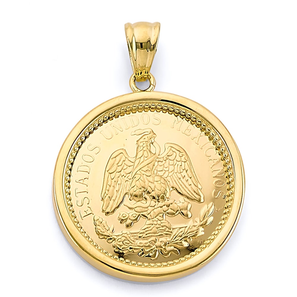 14KY FRAMED MEDAL COIN PENDANT: 14KY Framed Medal Coin Pendant Type: Pendant Material Type: 14k Gold Material Color: Yellow Avg. Weight: 8.55 Gr. Size: Height : 40 mm, Width : 30 mm Accessories: None Notice: When purchasing