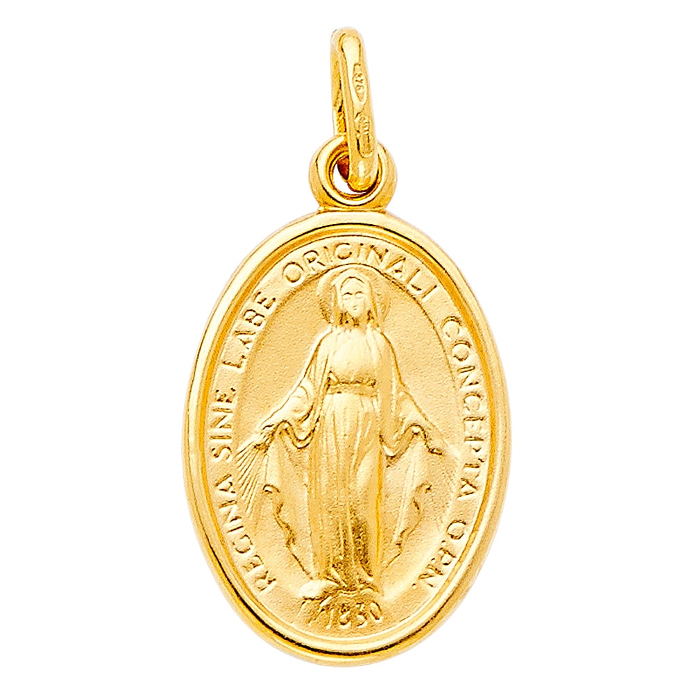 14KY VIRGIN MARY MEDAL: 14KY Virgin Mary Medal Type: Pendant Material Type: 14k Gold Material Color: Yellow Avg. Weight: 1.27 Gr. Size: Height : 18 mm,Width : 13 mm Accessories: None Notice: When purchasing pre-owned goods,