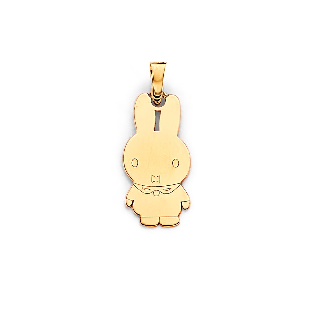 14KY RABBIT PENDANT: 14KY Rabbit Pendant Type: Pendant Material Type: 14k Gold Material Color: Yellow Avg. Weight: 1.13 Gr. Size: Height : 20 mm, Width : 10 mm Accessories: None Notice: When purchasing pre-own
