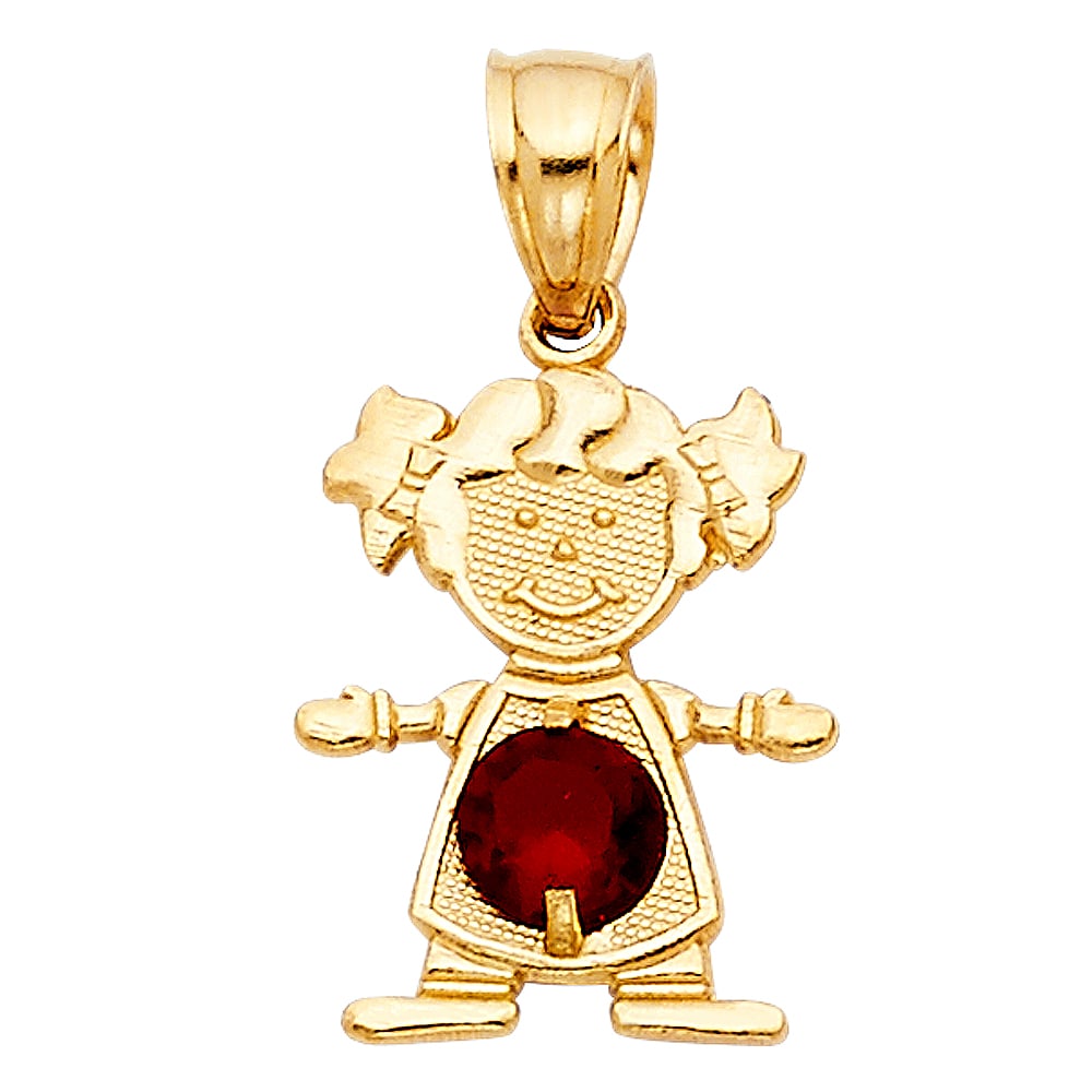 14KY GIRL BIRTH STONE: 14KY Girl Birth Stone Type: Pendant Material Type: 14k Gold Material Color: Yellow Avg. Weight: 0.96 Gr. Size: Height : 17 mm,Width : 12 mm Accessories: None Notice: When purchasing pre-owned goods,