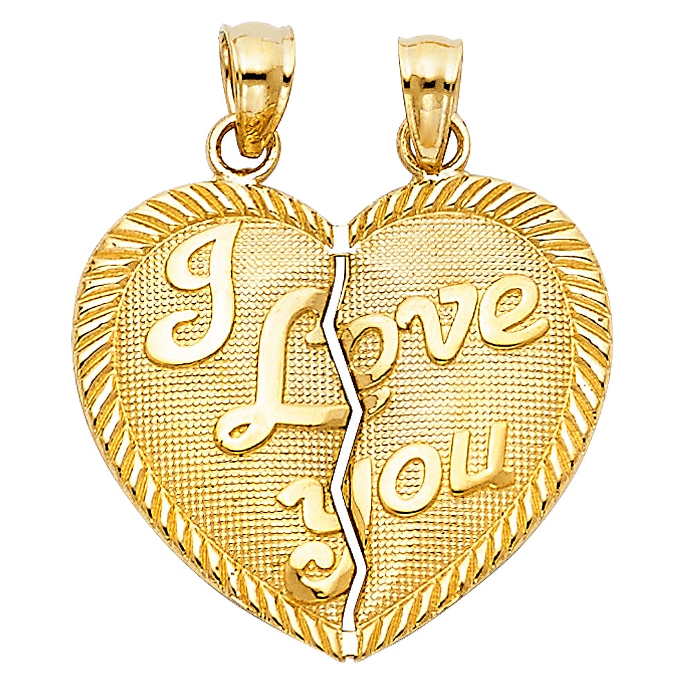 14KY TE AMO HEART PENDANT: 14KY Te Amo Heart Pendant Type: Pendant Material Type: 14k Gold Material Color: Yellow Avg. Weight: 2.3 Gr. Size: Height : 20 mm,Width : 23 mm Accessories: None Notice: When purchasing pre