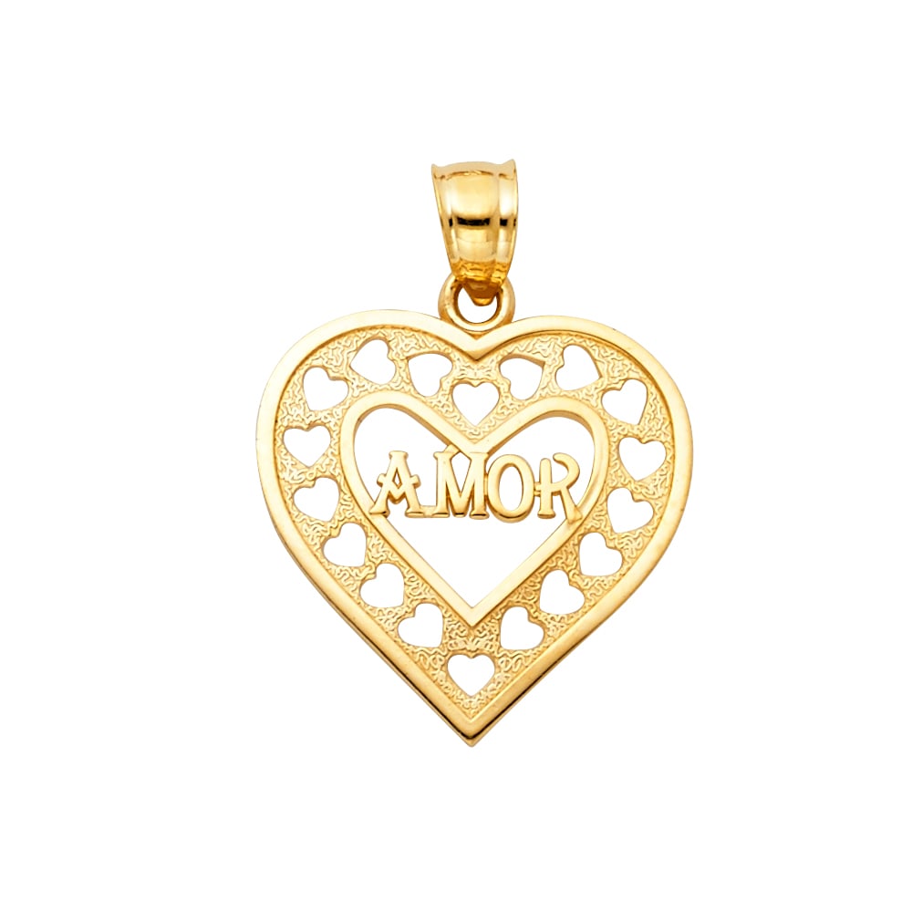 14KY TE AMO HEART PENDANT: 14KY Te Amo Heart Pendant Type: Pendant Material Type: 14k Gold Material Color: Yellow Avg. Weight: 1.04 Gr. Size: Height : 25 mm,Width : 18 mm Accessories: None Notice: When purchasing pre-owned