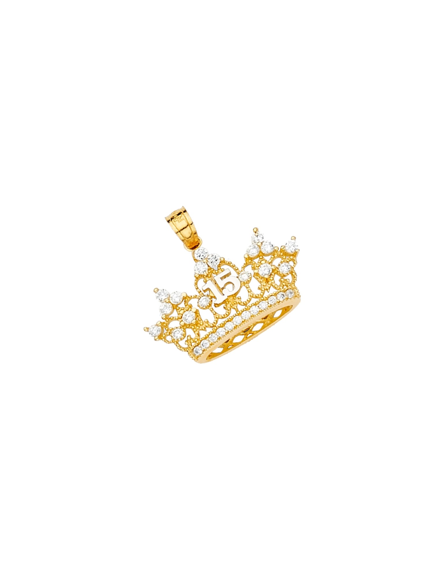 14KY CZ CROWN PENDANT - 4