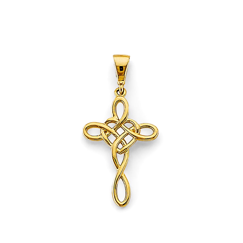 14KY CROSS PENDANT: 14KY Cross Pendant Type: Pendant Material Type: 14k Gold Material Color: Yellow Avg. Weight: 0.98 Gr. Size: Height : 25 mm, Width : 13 mm Accessories: None Notice: When purchasing pre-owned goods,