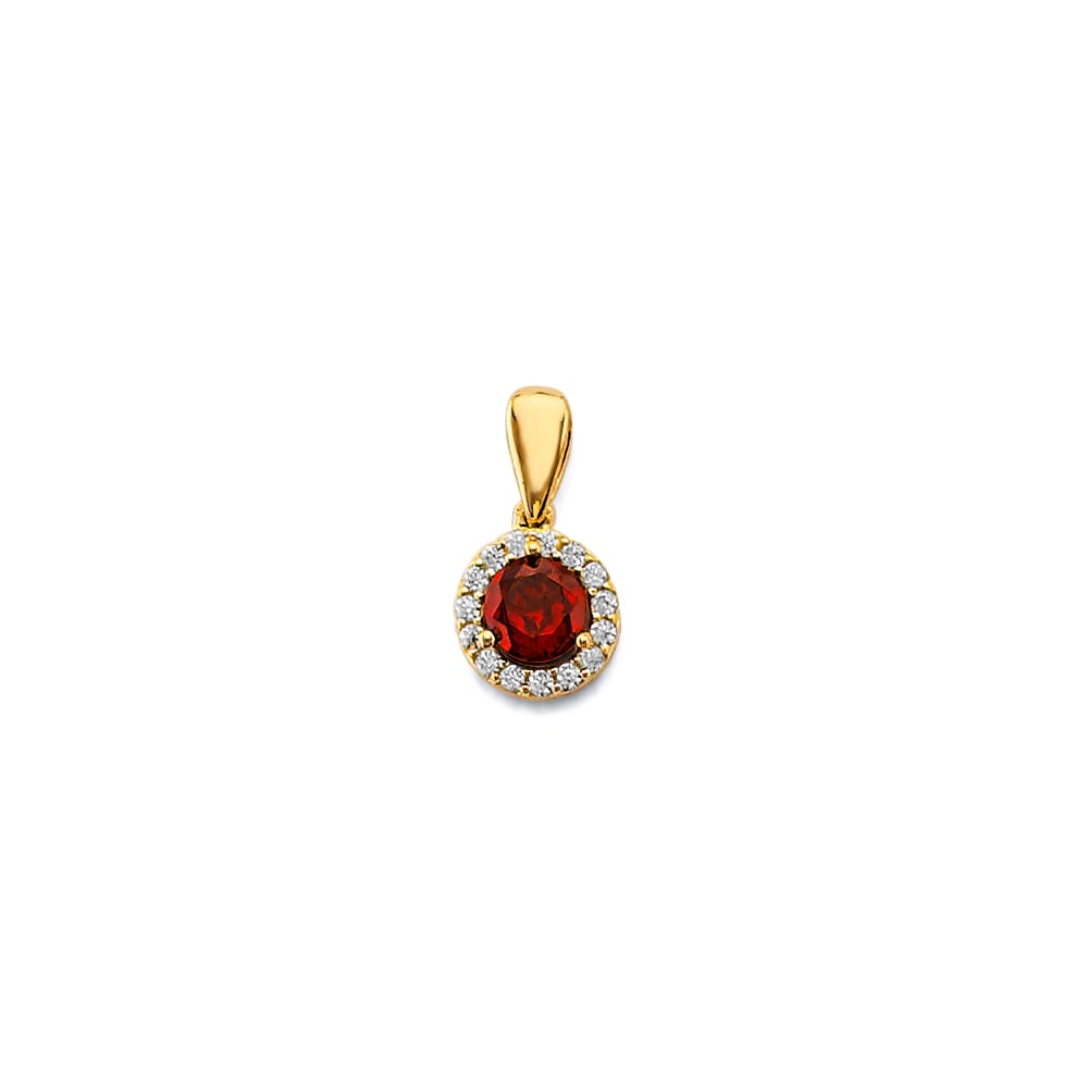 14KY CZ ROUND BIRTH STONE PENDANT: 14KY CZ Round Birth Stone Pendant Type: Pendant Material Type: 14k Gold Material Color: Yellow Avg. Weight: 0.45 Gr. Size: Height : 10 mm, Width : 5 mm Accessories: None Notice: When purch
