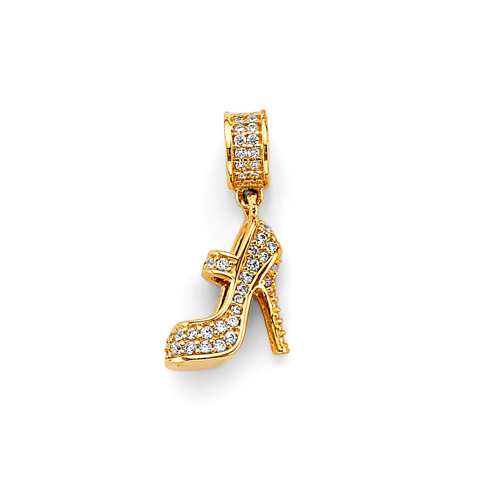 14KY CZ SHOE CHARM FOR MIX&MATCH BRACELET: 14KY CZ Shoe Charm for Mix&Match Bracelet Type: Pendant Material Type: 14k Gold Material Color: Yellow Avg. Weight: 1.85 Gr. Size: Height : 20 mm, Width : 10 mm Accessories: None Notice: W