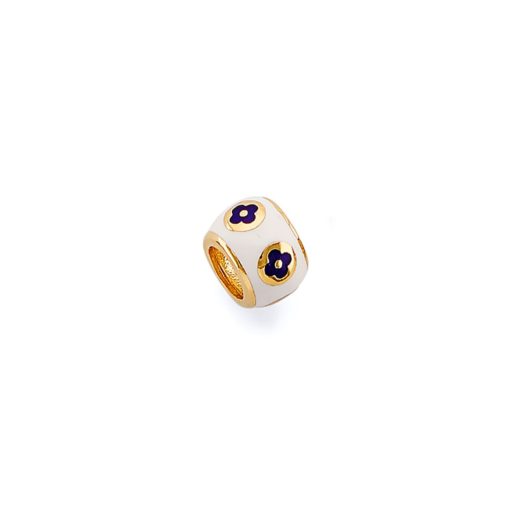 14KY ENAMEL FLOWER SLIDER: 14KY Enamel Flower Slider Type: Pendant Material Type: 14k Gold Material Color: Yellow Avg. Weight: 1.2 Gr. Size: Height : 7 mm, Width : 8 mm Accessories: None Notice: When purchasing pre-owned