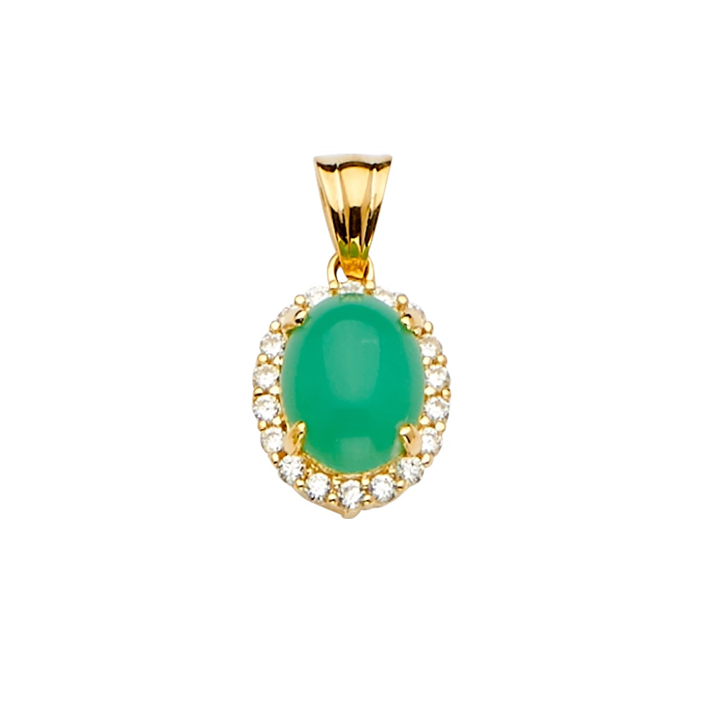 14KY JADE PENDANT/SET: 14KY Jade Pendant/Set Type: Pendant Material Type: 14k Gold Material Color: Yellow Avg. Weight: 1.88 Gr. Size: Height : 20 mm, Width : 10 mm Accessories: None Notice: When purchasing pre-o