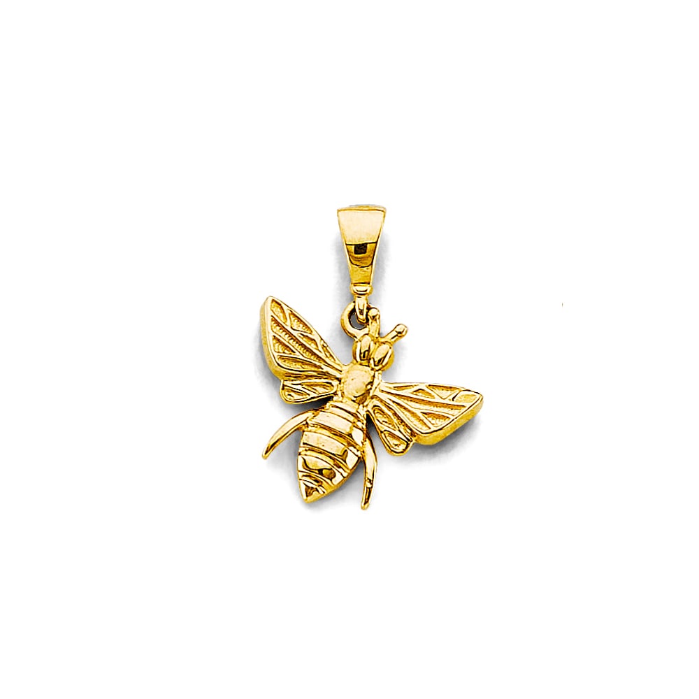 14KY BEE PENDANT: 14KY Bee Pendant Type: Pendant Material Type: 14k Gold Material Color: Yellow Avg. Weight: 0.98 Gr. Size: Height : 17 mm, Width : 13 mm Accessories: None Notice: When purchasing pre-owned