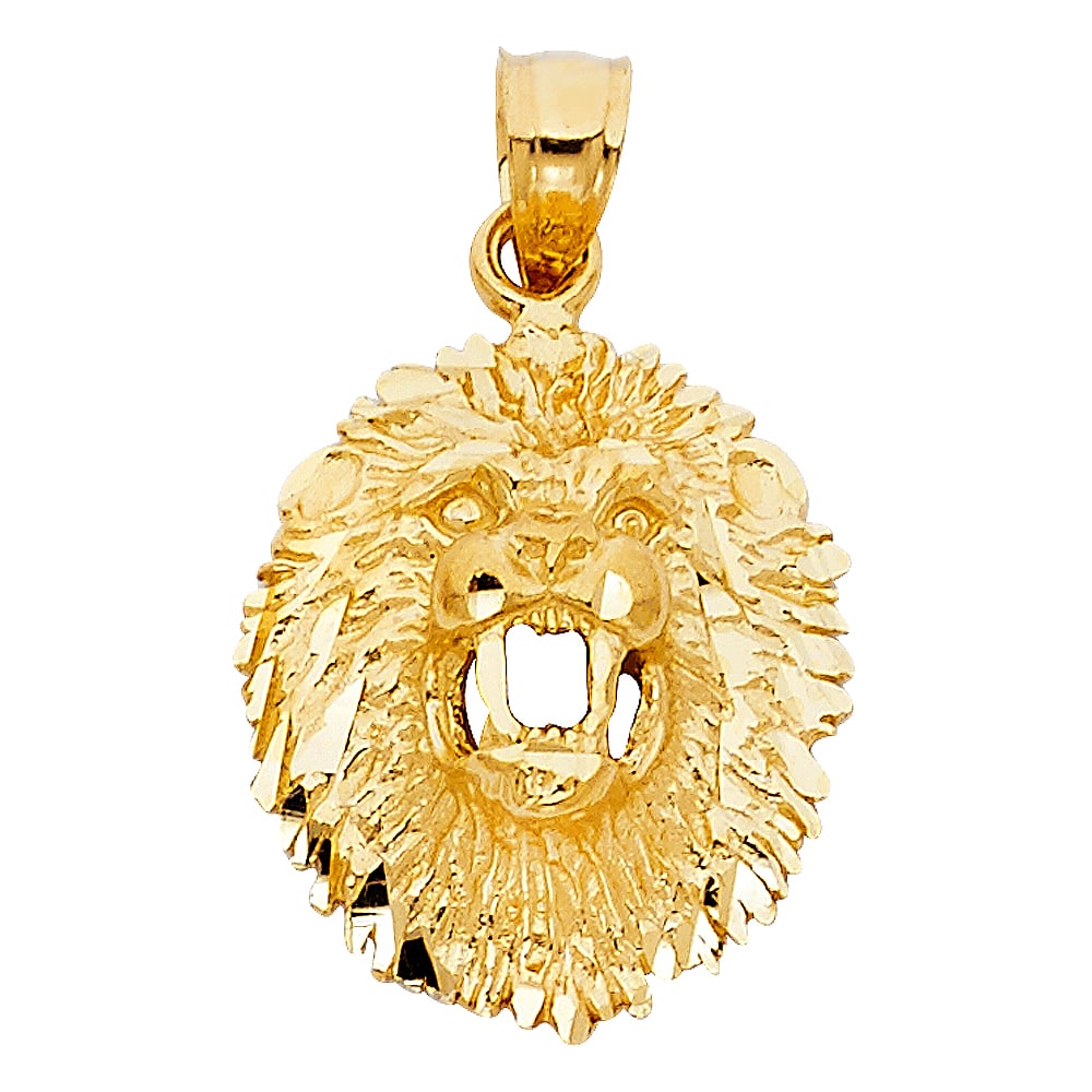 14KY LION PENDANT: 14KY Lion Pendant Type: Pendant Material Type: 14k Gold Material Color: Yellow Avg. Weight: 3.47 Gr. Size: Height : 21 mm Width : 18 mm Accessories: None Notice: When purchasing pre-owned